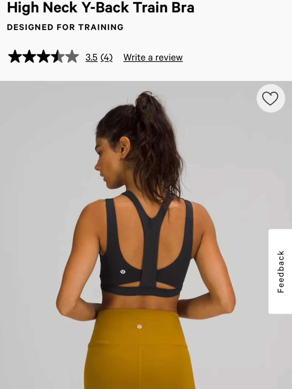 Lululemon High Neck Y-Back Train Bra Black . SIZE 6